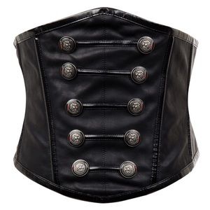 Black Faux Leather Waist Corset Belt